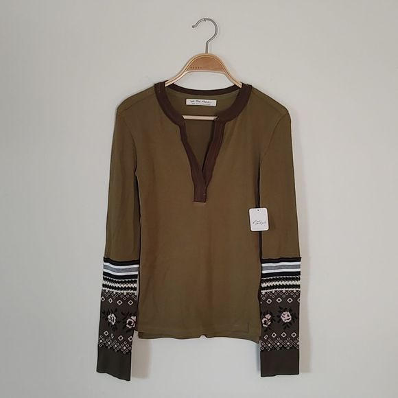 Free People Tops - 🔥HP🔥Free People Mikah Layering Thermal Cuff / Army Combo Long Sleeve Top Small